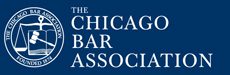 Logo of The Chicago Bar Association on a blue background.