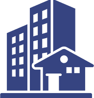 Blue background with a faint, minimalist geometric pattern.