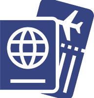 A blue square with a curved arrow pointing left.